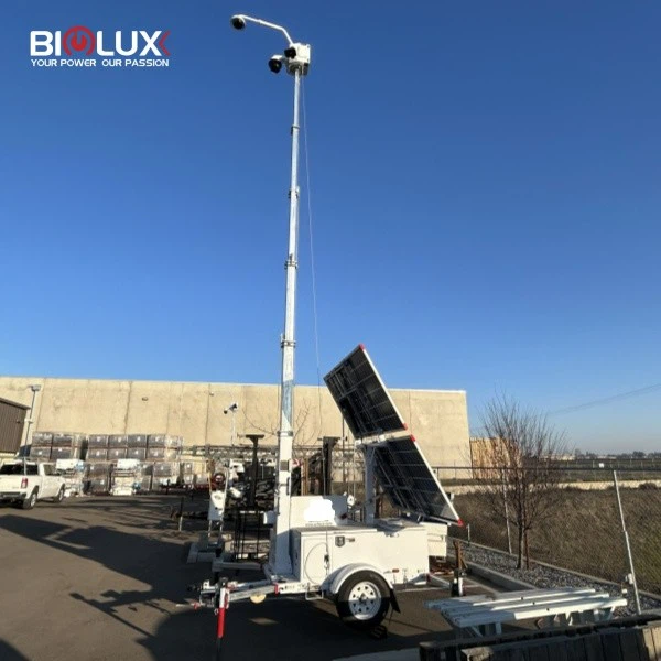 China Mobile Solar SurveillanceTrailer With POE Switch And HD Camera