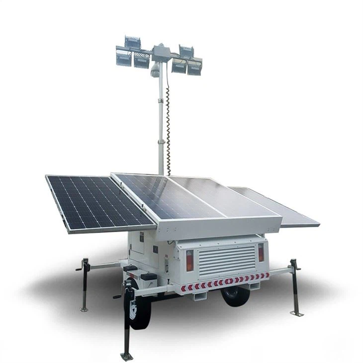 Trelè mobil limyè solè ak kat panno solè