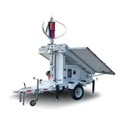 Solar Light Tower With Wind Turbine